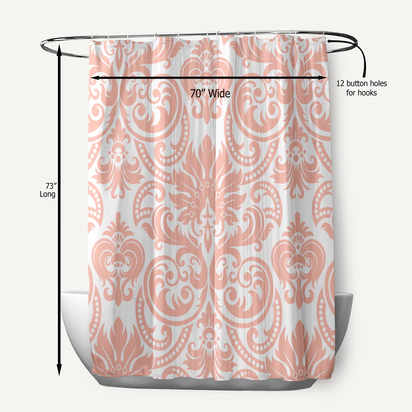 Simply Daisy 70" W x 73" L Alexys Polyester Shower Curtain, Blush [1 Ct]