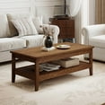 thumbnail image 4 of Costway 2-Tier Rectangle Center Table with Slatted Storage Shelf & Thickened Tabletop Brown, 4 of 10