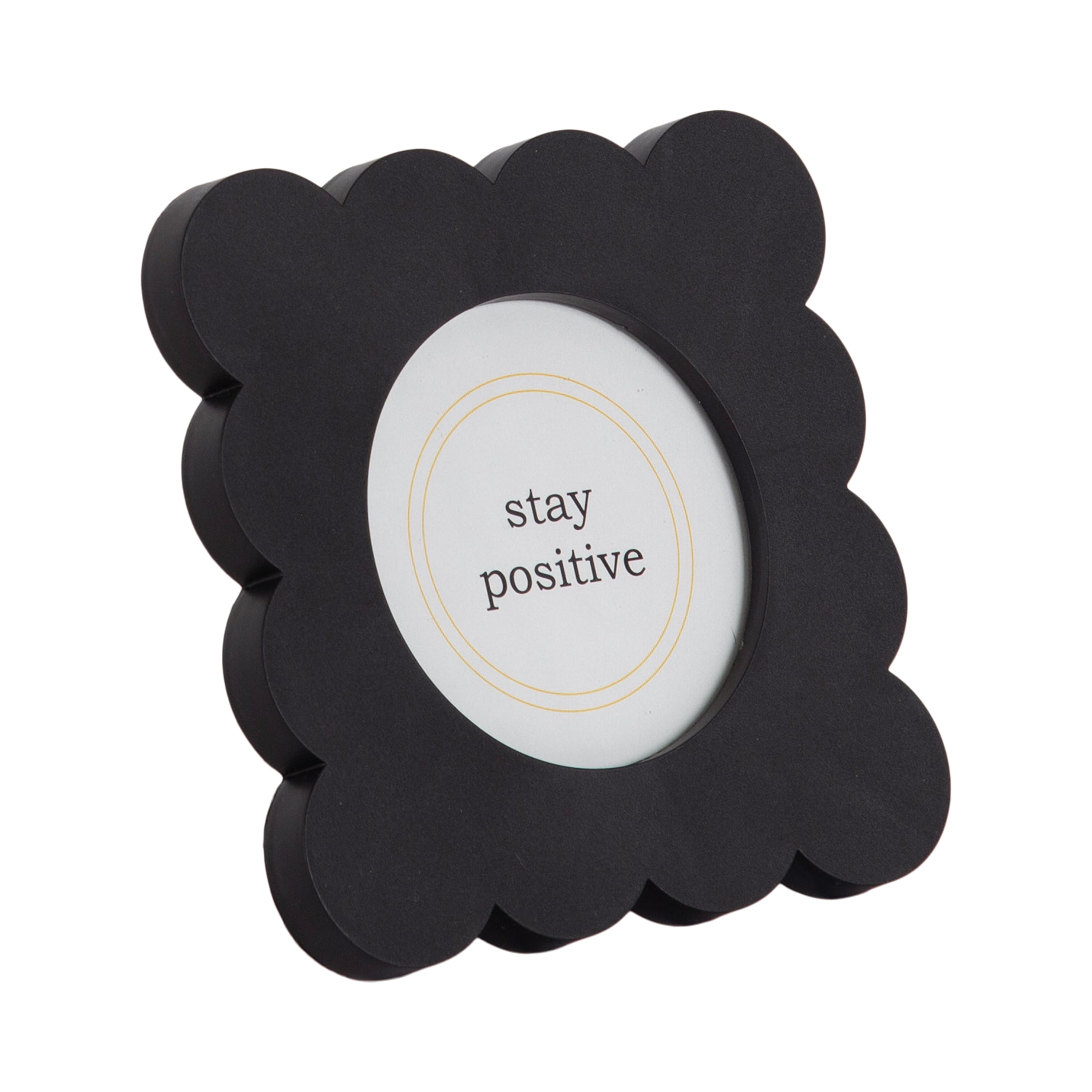 DesignOvation 4x4 Scalloped Black Decorative Tabletop Picture Frame