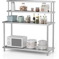 thumbnail image 1 of 60 In x24 In Commercial Stainless Steel Work Table with 2-Tier Adjustable Overshelves Heavy-Duty Prep Station for Kitchen Garage Utility Room, 1 of 7