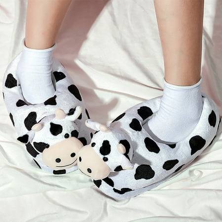 

Sentuca Cartoon Cute Plush Cow Warm And Thick Slippers Non-slip Comfortable Household Cotton Shoes
