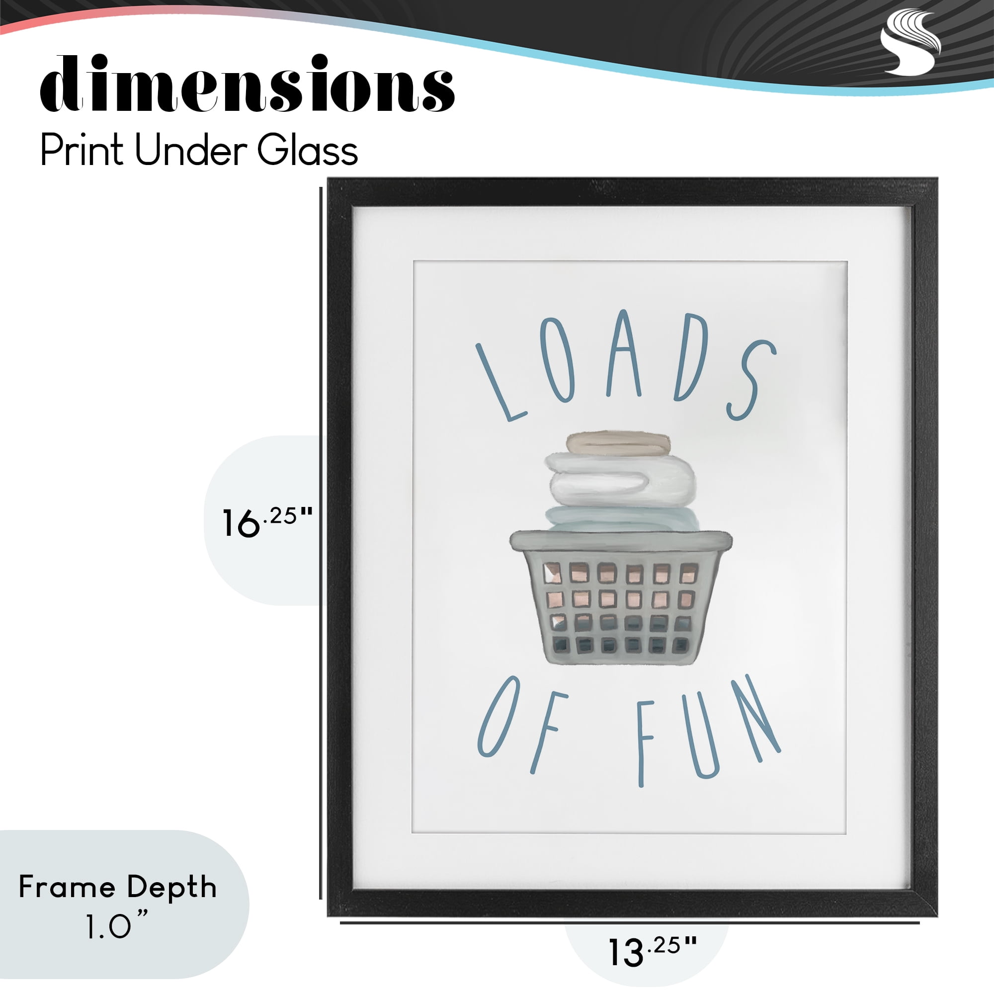 Stupell Industries Loads Of Fun Laundry Basket Black Framed Print Under Glass, design by Elizabeth Medley