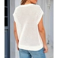 thumbnail image 4 of MORTTIC Women's Summer Crew Neck Short Sleeve Sweater Casual Crochet Hollow Out Knit Pullover Shirt, Beach Coverup Top, White, S, 4 of 5