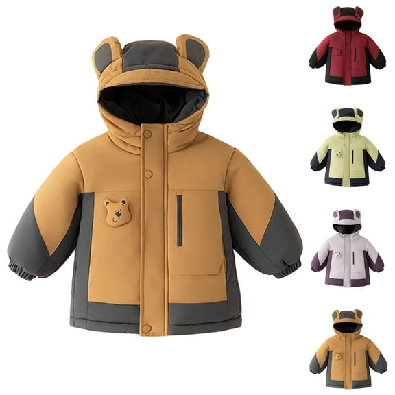 Fjofpr girls winter jacket Children's Winter Solid Color Casual Sports Warm And Thick Down Jackets Top For Kids