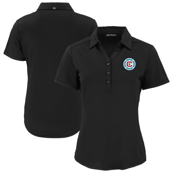 Women's Cutter & Buck  Black Chicago Fire Forge Eco Stretch Recycled Polo