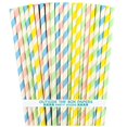 thumbnail image 2 of Pastel Stripe Easter Paper Straws - Light Blue Blush Pink Yellow Mint Green - 7.75 Inches - 100 Pack, 2 of 4