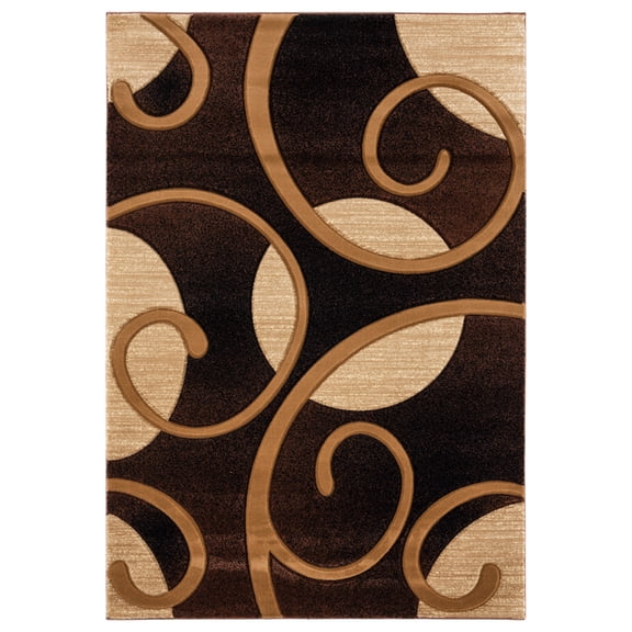 United Weavers Bristol Area Rug 2050 10350 Riley Brown Rings Loops 2' 7" x 7' 4" Rectangle