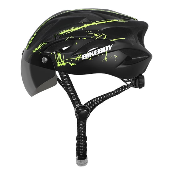 Casco de bicicleta MTB Bicicleta de carretera Hombres Mujeres Casco Gafas integradas (Verde) Likrtyny Para estrenar