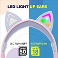 thumbnail image 6 of FosPower Bluetooth Kids Headphones with 3.5mm Audio cable included, LED Light Up Ears, Wireless or Cable Connected Kids Headset (Max 85dB) with USB-C Charging Cable - Light Pink/Light Purple, 6 of 7