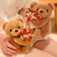 thumbnail image 6 of Taotanxi Adorable Snot Bear Embracing Flower Rose Combination Table Stuffed Animal - Pocket-Sized Fun - On-The-Go Play - Brown 5.5 Inches, 6 of 6