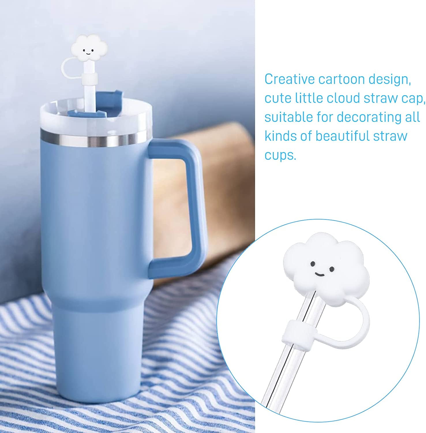 6Pcs Compatible with 30&40 Oz Tumbler, 10mm Straw Covers Cap, Cute Silicone  Straw Covers, Straw Protectors, Cloud & Flower Shapes Soft Silicone Straw  Lids for 8mm Straws