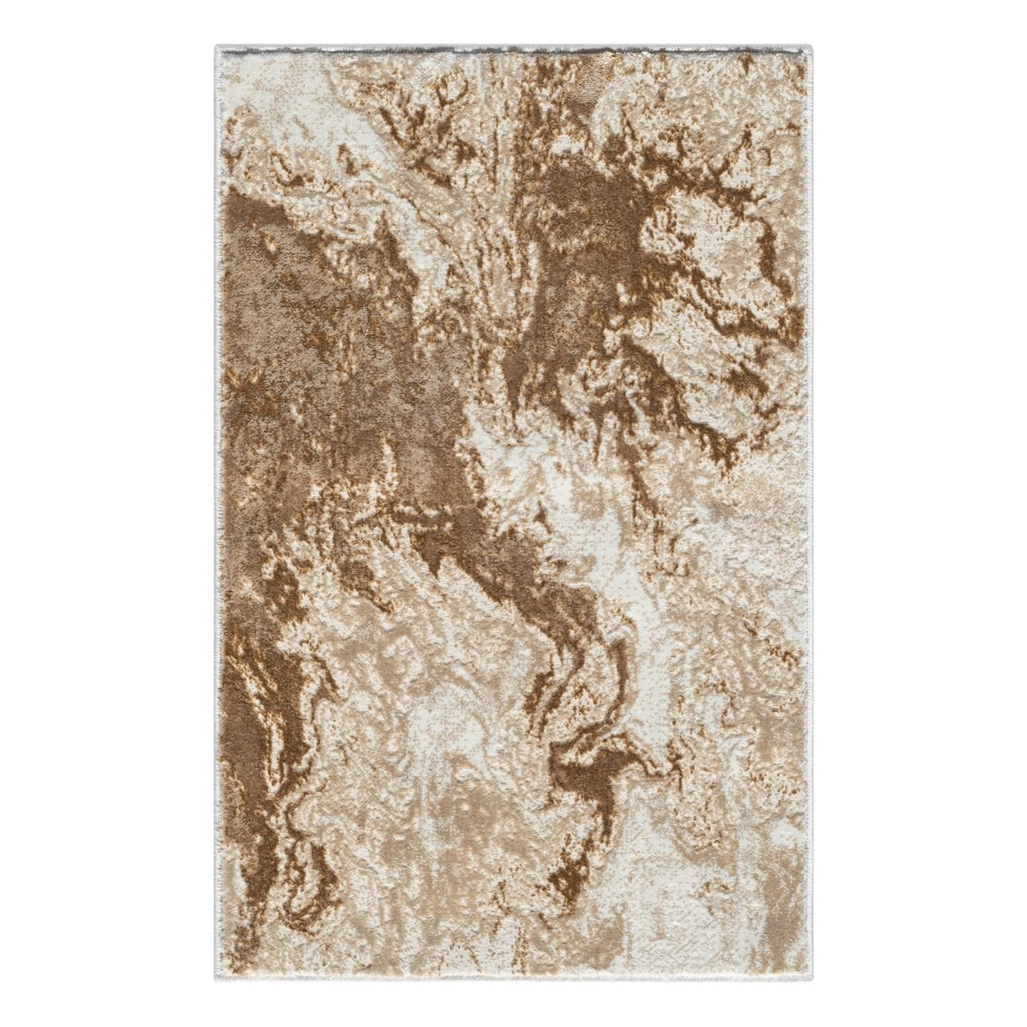Luxe Weavers Marble Swirl Collection Beige Abstract Area Rug 2x3