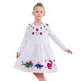 thumbnail image 2 of Vividxx Girls Dresses Floral Embroidery Long Sleeve Party Dress Elegant Ruffled Formal Gown Kids Clothes 6 Years, 2 of 7