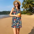 thumbnail image 3 of Fotbe Colorful Mushrooms Pattern Women’s Summer Tank Midi Dress – Sleeveless A-Line Dress, Floral T-Shirt Dress, Casual Flowing Beach Sundress, 3 of 7