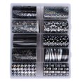 thumbnail image 3 of 10 rollos/caja de pegatinas de transferencia de manicura, lámina de colores mezclados, envolturas de uñas con brillo de cielo estrellado TZ10, 3 of 9
