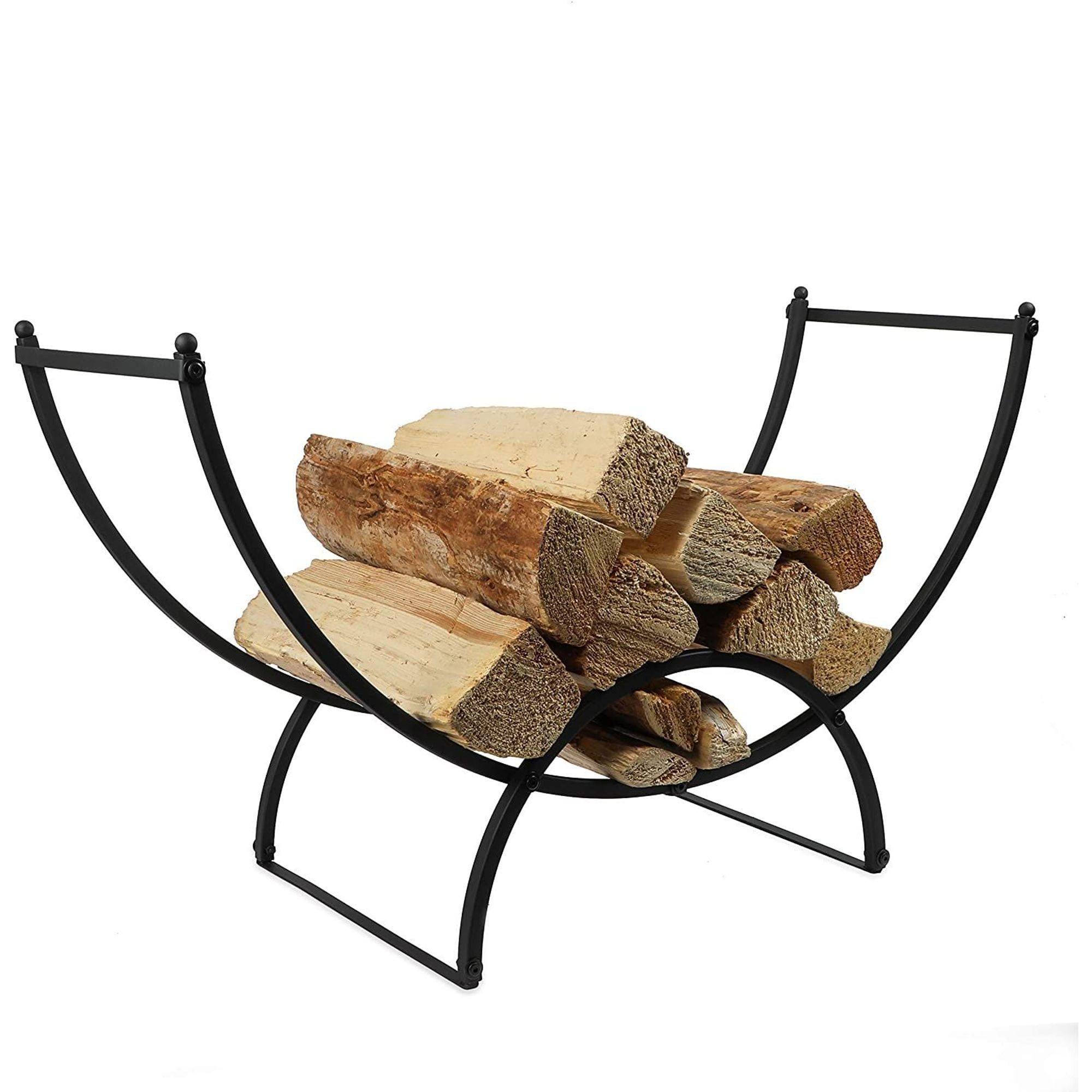 3Foot Iron Steel Curved Firewood Rack Fireside Log Wood Storage Holder