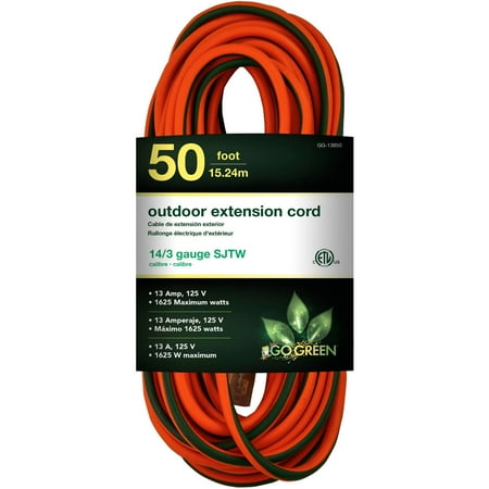 GoGreen Power 14/3 50' 13850 Heavy-Duty Extension Cord, Lighted End