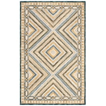 SAFAVIEH Aspen Caitriona Geometric Diamonds Wool Area Rug, Navy/Gold, 6' x 9'
