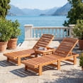 thumbnail image 4 of Costway Chaise Longue de Patio 1 Pce, Fauteuil Inclinable d'Extérieur en Bois Massif avec Dossier Réglable, 4 of 10