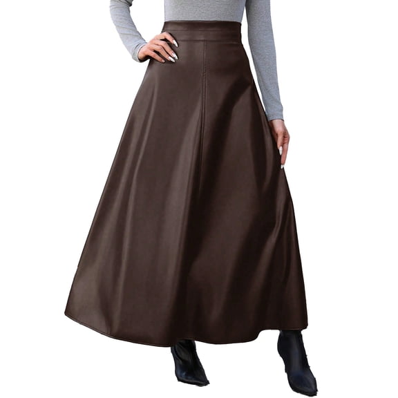 QHFBli Womens Long Maxi Woolen A Line Skirt Autumn Winter Plaid Skirt