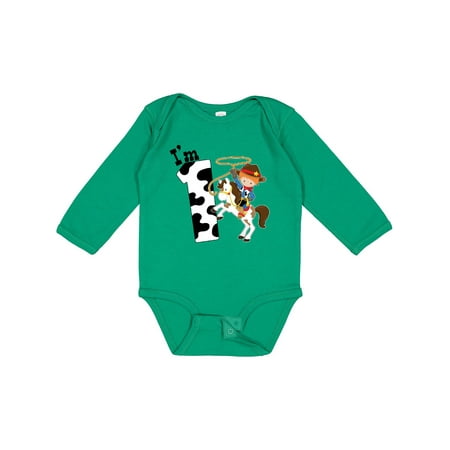 

Inktastic I m One-cowboy Riding Horse Birthday Gift Baby Boy Long Sleeve Bodysuit
