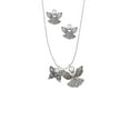 thumbnail image 2 of Delight Jewelry Silvertone Small Antiqued Crystal Butterfly Silver tone Guardian Angel Charm Necklace and Stud Earrings, 2 of 4