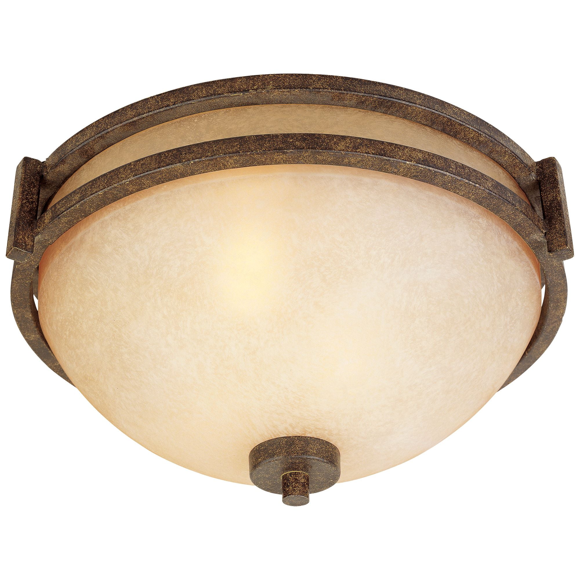 Franklin Iron Works Oak Valley Rustic Farmhouse Flush Mount Ceiling Light Fixture 15" Wide Modern Bronze 3-Light Cream Scavo Glass Bowl for Bedroom