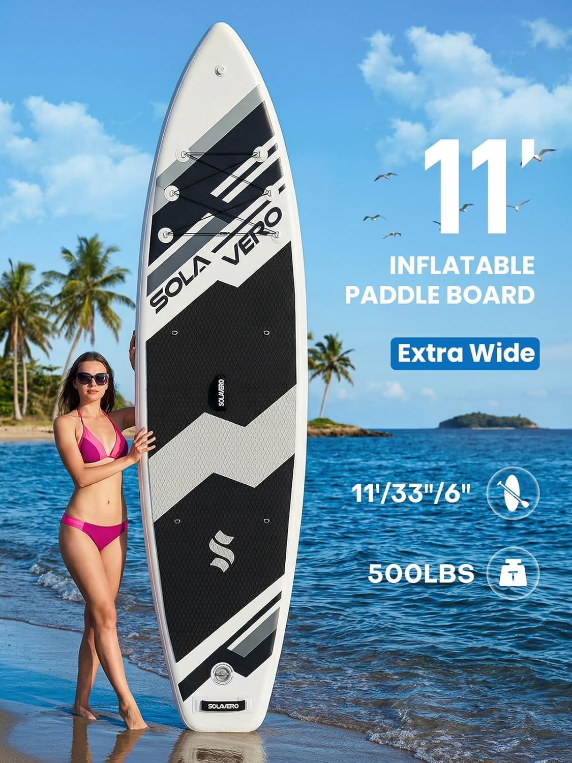 SOLAVERO Inflatable Stand Up Paddle Board for 2 Person, Ultra-Light SUP Board with Accessories for Adults & Youth of All Skill Levels