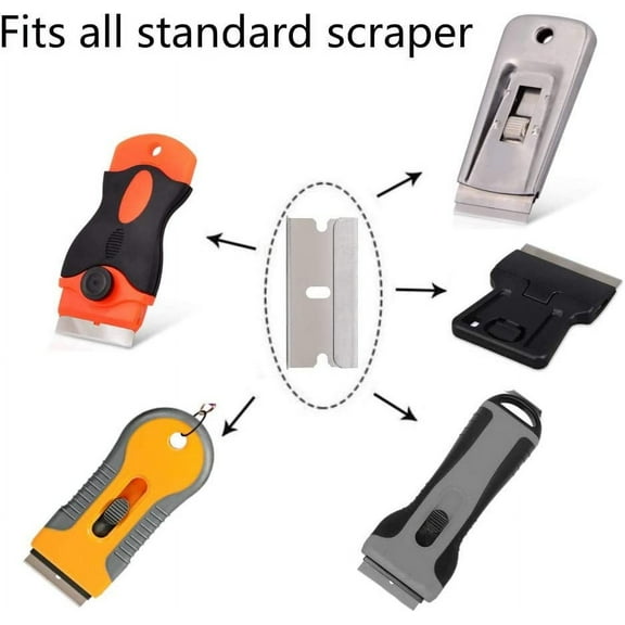 DASAW-100pcs Razor Blades - Stainless Steel Straight Edge Razor Scraper Blades for Paint Scraper, Box Cutter, Industrial Use