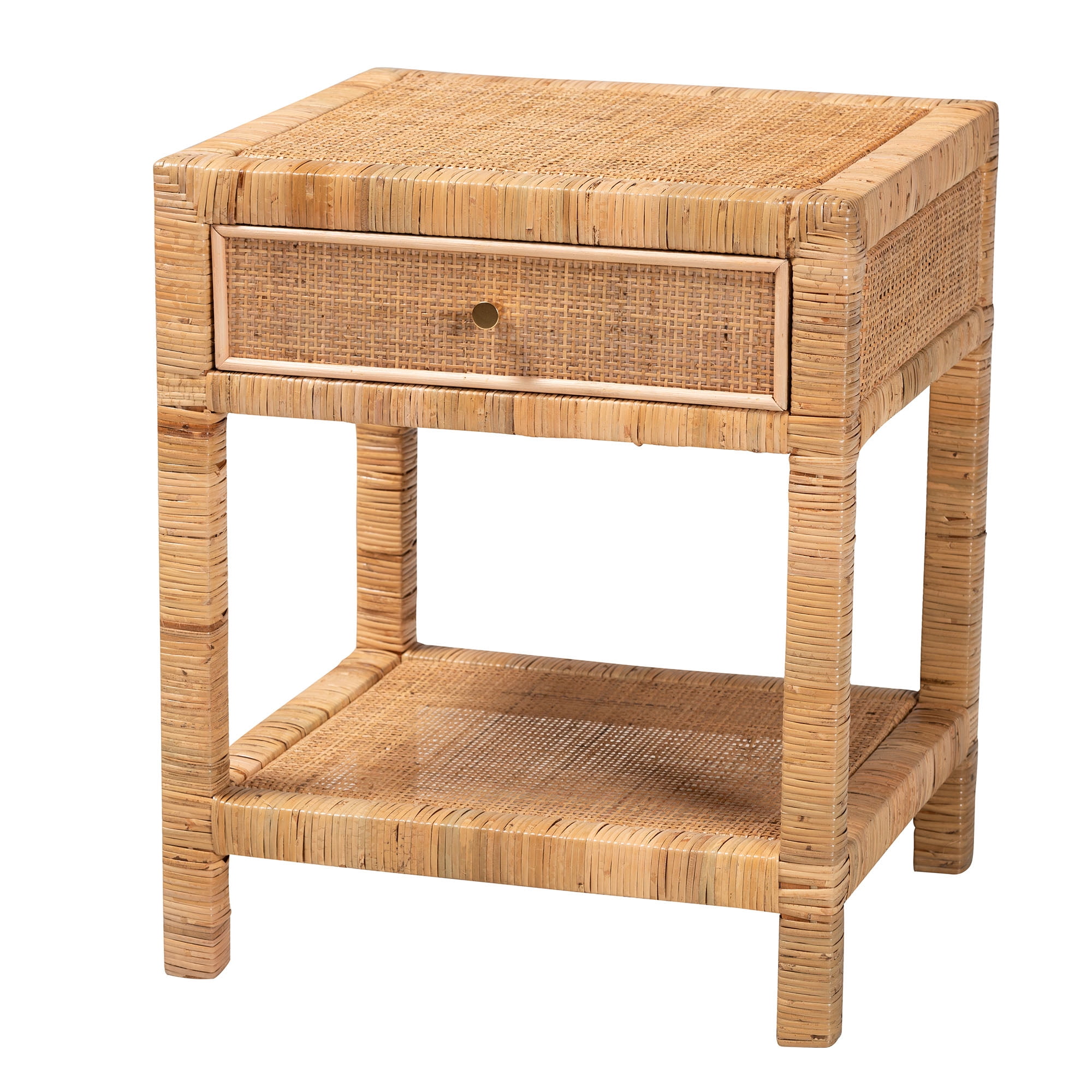bali & pari Adelia Rattan BOHO Nightstand, 1-Drawer, Natural Brown