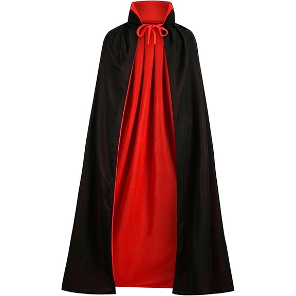 Vampire Cape Costume Adult Halloween Costume Cape Black and Red Reversible Stand Collar Cape