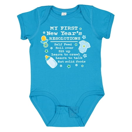 

Inktastic My First New Years Resolutions with Baby Clip Art and Stars Gift Baby Boy Bodysuit