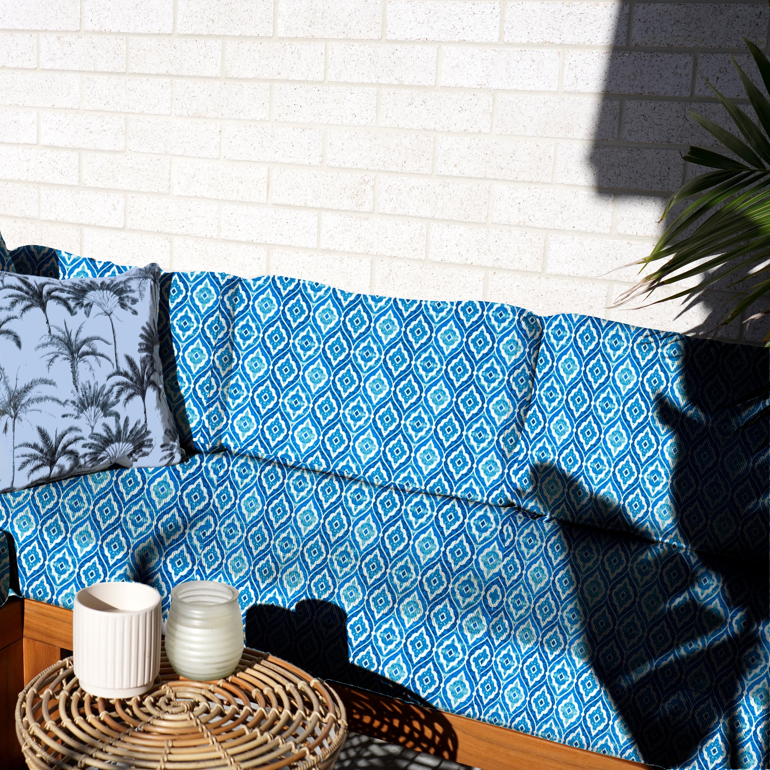 Waverly Inspirations Indoor/Outdoor Home Decor Fabric, 100% Polyester, 54 in Wide, Porcelain Blue, Cut by Yard