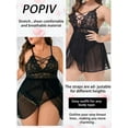 thumbnail image 2 of popiv Plus Size Babydoll for Women Double Layer Elastic High Waist Teddy Chemise Comfy Floral Lace Lingerie，Black，XL-3XL, 2 of 5
