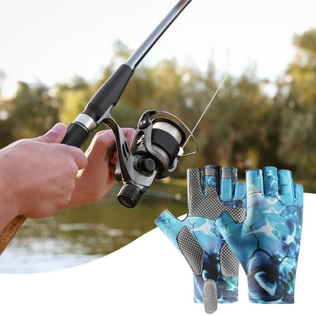 GBAYXJ Sun Gloves UPF 50+ Fishing Gloves Fingerless Sun Fishing Gloves Men/Women For Kayaking Hiking Paddling Driving(B)