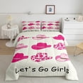 thumbnail image 3 of Manfei Pink Cowgirl Hat Queen Comforter Set for Girls, Hippie Bohemian Bedding Sets, Southwestern Theme Reversible Bedding Comforter Set, Luxury Bedroom Decor, 3pcs, 3 of 9