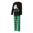 thumbnail image 3 of Elippeo Christmas Family Pajamas Matching Set Santa Claus Print Long Sleeve Tops and Green Plaid Pants Sleepwear, 3 of 10