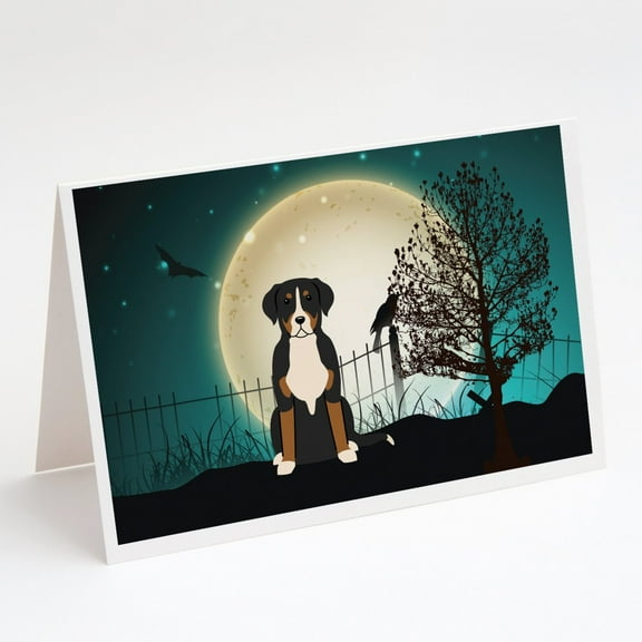 Halloween Scary Greater Swiss Mountain Dog Greeting Cards and Envelopes Pack of 8
