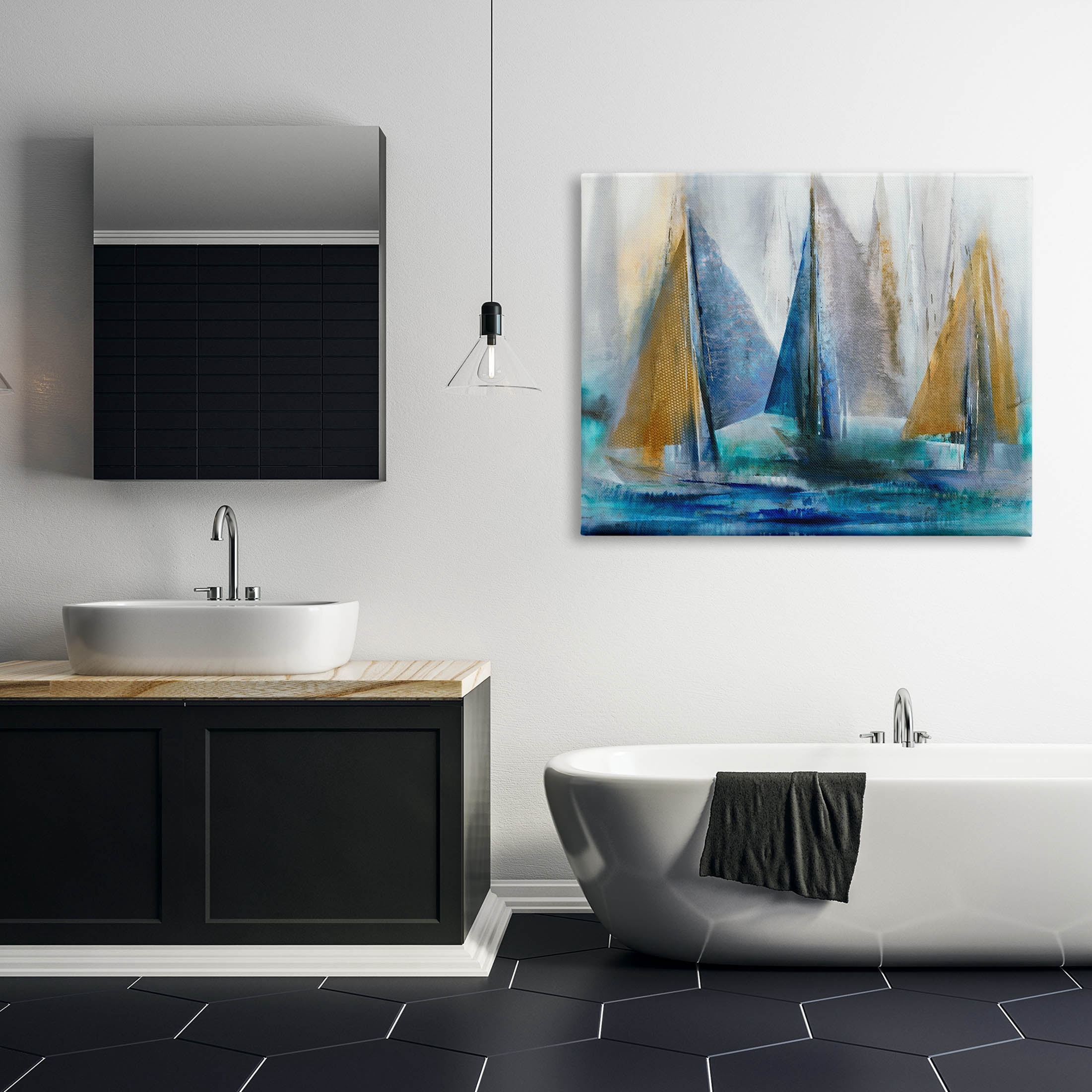 Stupell Industries Layered Sailboat Collage Graphic Art Gallery Wrapped Canvas Print Wall Art, Design by K. Nari