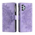 thumbnail image 3 of Nalacover for Samsung Galaxy A13 4G Embossed Floral Pattern PU Leather Crossbody Case with Shoulder Strap,Shockproof Magnetic Flip Kickstand Credit Card Slots Zipper Pocket Wallet Phone Case,Purple, 3 of 10