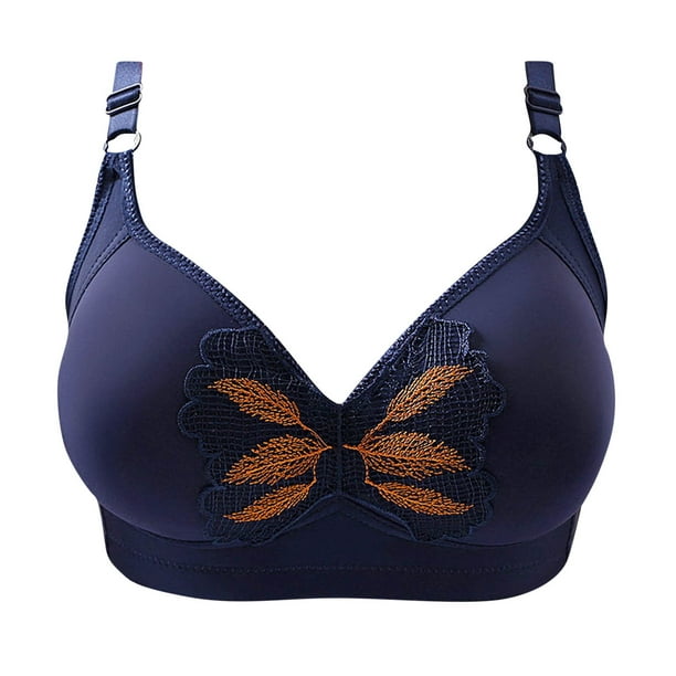 Winter Savings Clearance! PEZHADA Bras for Women,Woman's Solid Color  Comfortable Hollow Out Perspective Bra Underwear No Rims Regular Female  Blue L 