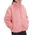 thumbnail image 4 of YMNXA Big Kids Girls Fuzzy Jacket With Pocket Long Sleeve Zip Up Solid Color Soft Warm Coat For Cold Weather Red 3-4 Years, 4 of 7