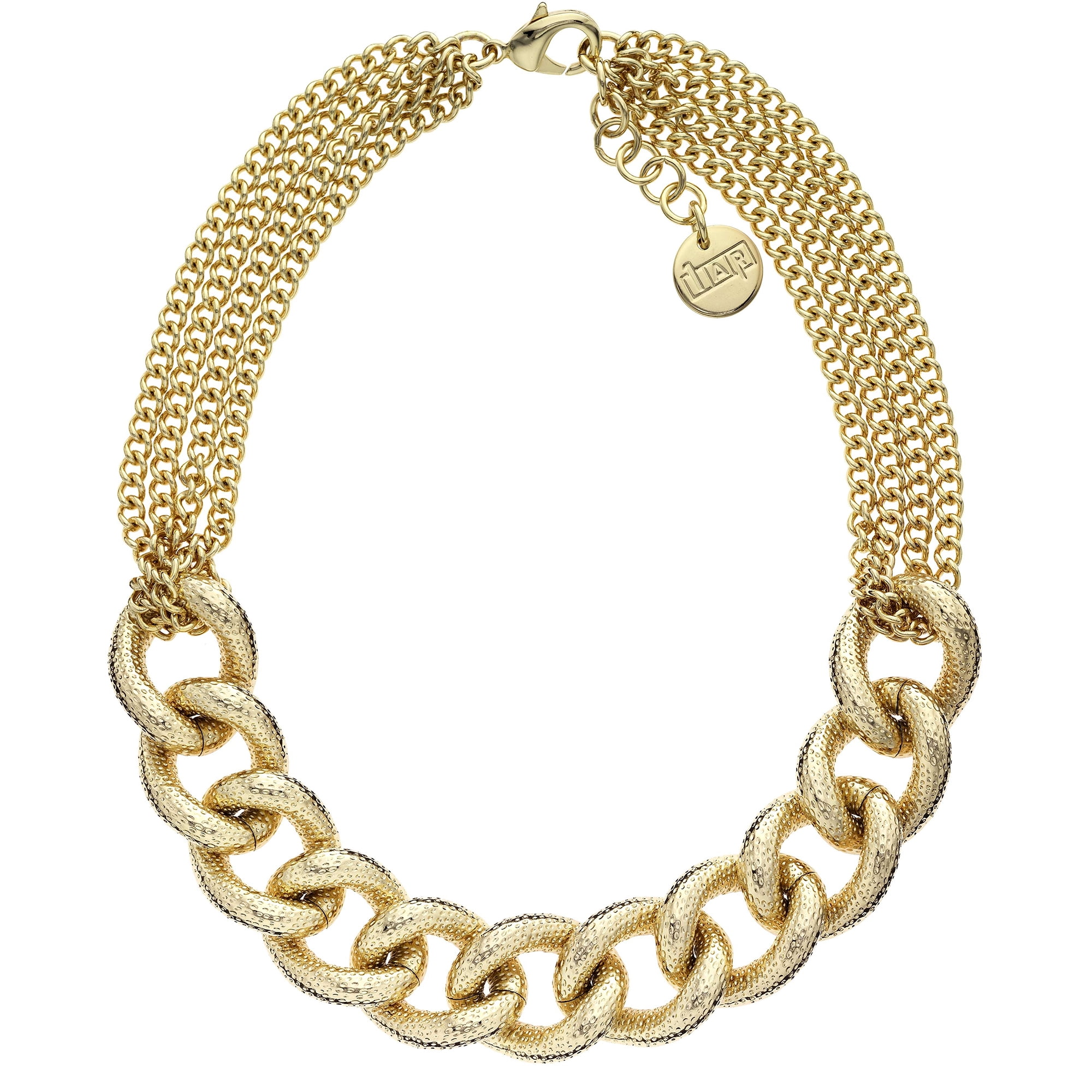 X & O 18KT GEP Glitter Textured Link and Chain Necklace - Walmart.com