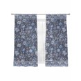 thumbnail image 2 of Navy Blue Floral Sheer Curtains 72 Inches Long 2 Panels Set, Window Sheer Curtains for Living Room/Bedroom, Ethnic Tribe Abstract Art Flowers Light Filtering Rod Pocket Curtain 52''x72''x2, 2 of 8
