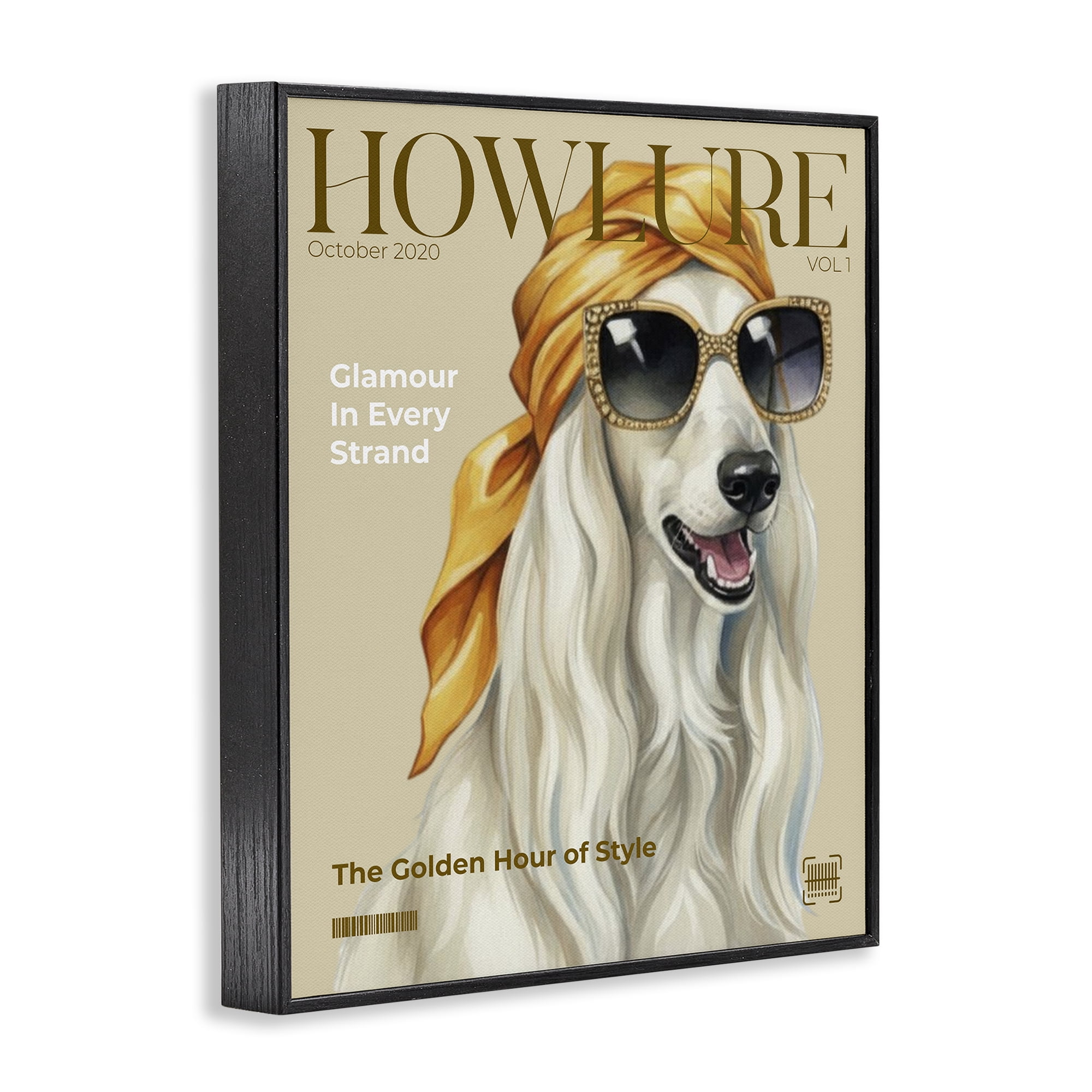 Stupell Industries Howlure Dog Fashion Magazine Black Framed Giclee Art, design by A Barefoot Stylist