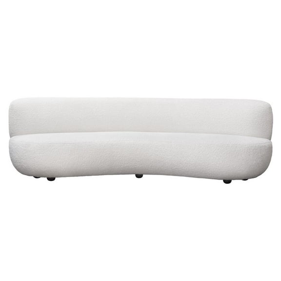 Diamond Sofa Curved Sofa in White Faux Sheepskin Fabric