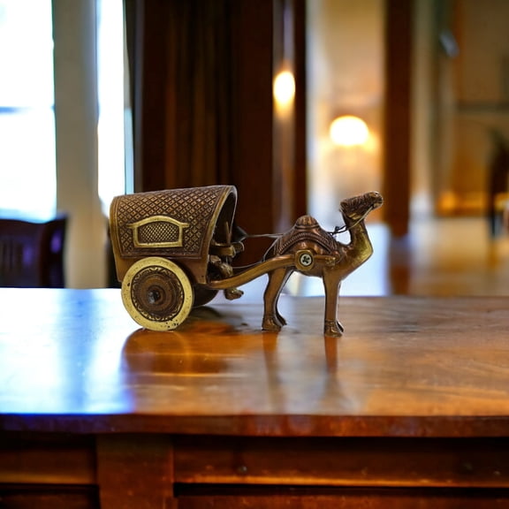Natriel Charming Brass Camel Cart Figurine - Handicraft Home Decor