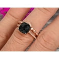 thumbnail image 4 of 2.30 Carat 2Pcs Black Diamond Moissanite Wedding Ring Set Cushion Cut Black Diamond Moissanite Engagement Ring On 10k Rose Gold Curved Art Deco Matching Wedding Band Personalized for Brides, 4 of 5