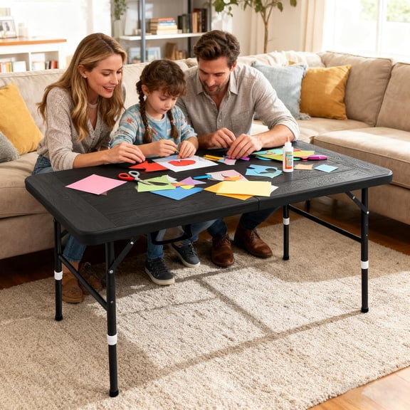 Folding Table, 4FT Foldable Table with Carrying Handle, Steel Legs Heavy Duty Portable Utility Table for Party, Dining, Wedding, Events, Picnic Indoor, Outdoor, Camping