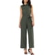 thumbnail image 2 of INSPIRAR CHIC Mono sin mangas con botones y lazo en la cintura para mujer, color verde militar, 2 of 8
